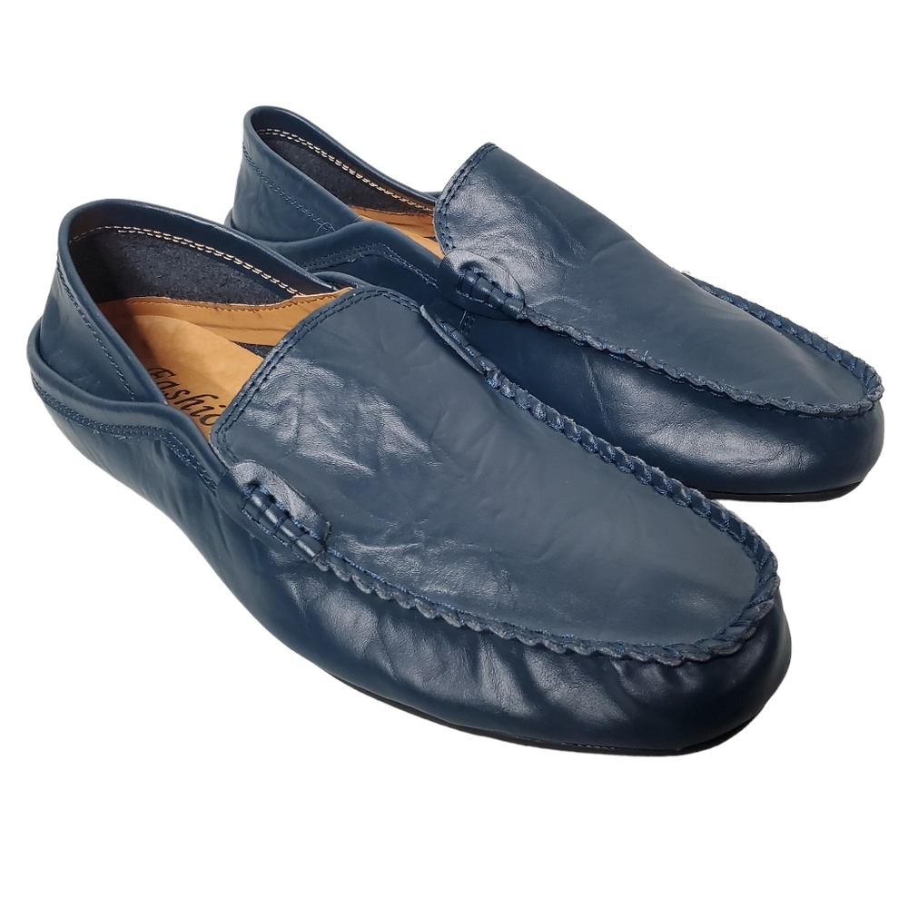 MCICI Blue Loafers Moccasin Driving Shoes Leather Upper EU 42 US 8.5